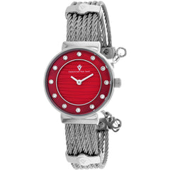 Christian Van Sant Women's Watch - Cavo Quartz Red Dial Silver Bracelet | CV1294