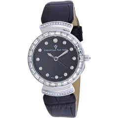 Christian Van Sant Women's Watch - Nova Quartz Black Dial Leather Strap | CV2940