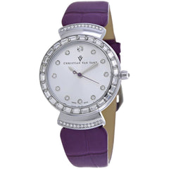Christian Van Sant Women's Watch - Nova Silver Dial Purple Leather Strap | CV2942