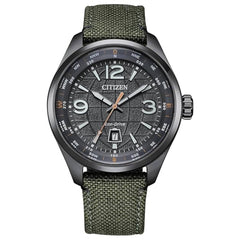 Citizen Men's Watch - Eco-Drive Grey Dial Green Nylon Strap Compass | AW1837-11H