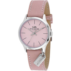Coach Women's Watch - Ruby Quartz Silver Case Pink Dial Leather Strap | 14502935