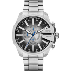 Diesel Men's Watch - Mega Chief Chronograph Black Dial Silver Tone Bracelet | DZ4686