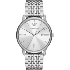 Emporio Armani Men's Watch - Minimalist Quartz Silver Dial Steel Bracelet | AR11599