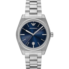 Emporio Armani Men's Watch - Federico Quartz Blue Dial Silver Steel Bracelet | AR11620