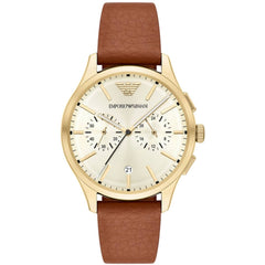 Emporio Armani Men's Watch - Dario Chronograph Champagne Dial Brown Strap | AR11714