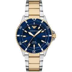 Emporio Armani Men's Watch - World Explorer Blue Dial Two Tone Bracelet | AR11738
