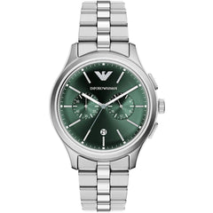 Emporio Armani Men's Watch - Dario Chronograph Green Dial Steel Bracelet | AR11746