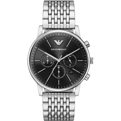 Emporio Armani Men's Watch - Minimalist Chronograph Black Dial Bracelet | AR11772