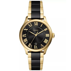 Fossil Women's Watch - Gilmore Quartz Black Dial Two Tone Bracelet Date | CE1132
