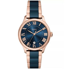 Fossil Women's Watch - Gilmore Quartz Blue Dial Two Tone Bracelet Date | CE1134