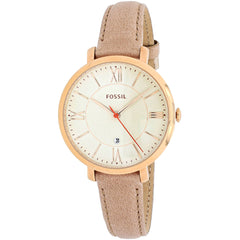 Fossil Women's Watch - Jacqueline Quartz Beige Dial Leather Strap Date | ES3487