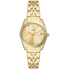 Fossil Women's Watch - Scarlette Quartz Gold Dial Stainless Steel Bracelet | ES5338