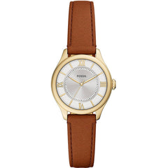 Fossil Women's Watch - Gilmore Quartz Silver Tone Dial Brown Leather Strap | ES5423