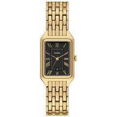 Fossil Women's Watch - Raquel Quartz Black Dial Yellow Gold Steel Bracelet | ES5434