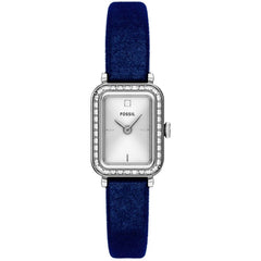 Fossil Women's Watch - Raquel Mini Quartz White Dial Blue Velvet Fabric Strap | ES5436