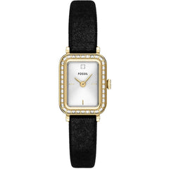 Fossil Women's Watch - Raquel Mini White Dial Black Velvet Fabric Strap | ES5437