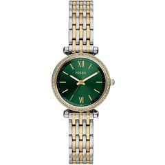 Fossil Women's Watch - Carlie Mini Quartz Green Dial Two Tone Steel Bracelet | ES5439
