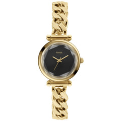 Fossil Women's Watch - Carlie Mini Quartz Black Dial Yellow Gold Bracelet | ES5440