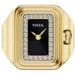 Fossil Women's Ring Watch - Raquel Quartz Black Dial Yellow Gold Steel | ES5447