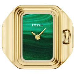 Fossil Women's Ring Watch - Raquel Quartz Green Dial Yellow Gold Steel | ES5448
