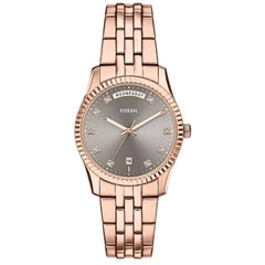 Fossil Women's Watch - Scarlette Quartz Grey Dial Rose Gold Steel Bracelet | ES5459