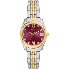Fossil Women's Watch - Scarlette Quartz Red Dial Two Tone Steel Bracelet | ES5461