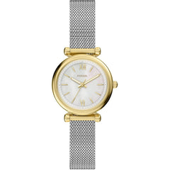 Fossil Women's Watch - Carlie Mini Quartz White Dial Silver Mesh Bracelet | ES5463