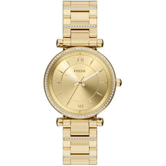 Fossil Women's Watch - Carlie Quartz Yellow Gold Steel Bracelet Crystal | ES5465