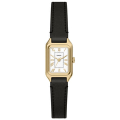 Fossil Women's Watch - Raquel Mini Quartz White Dial Black Leather Strap | ES5470