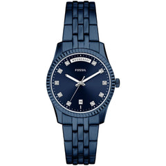Fossil Women's Watch - Scarlette Quartz Blue Dial Steel Bracelet Day-Date | ES5476