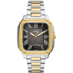 Fossil Men's Watch - Crosby Quartz Black Dial Two Tone Steel Bracelet Date | FS6123