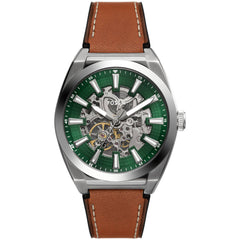 Fossil Men's Watch - Everett Automatic Green and Silver Semi-Skeleton Dial | ME3261