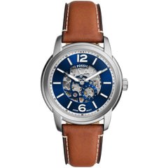 Fossil Men's Watch - Heritage Automatic Blue and Silver Semi-Skeleton Dial | ME3263