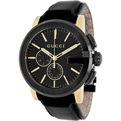 Gucci Men's Watch - G-Chrono Quartz Black Dial Genuine Leather Strap | YA101203