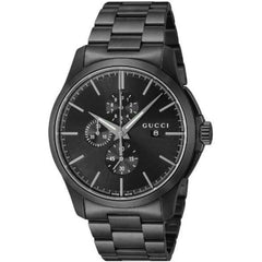 Gucci Men's Watch - G-Timeless Quartz Chronograph Black Steel Bracelet | YA126274