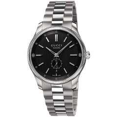 Gucci Men's Watch - G-Timeless Automatic Black Dial Silver Steel Bracelet | YA126388