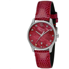Gucci Women's Watch - G-Timeless Red Mother of Pearl Dial Leather Strap | YA126584A