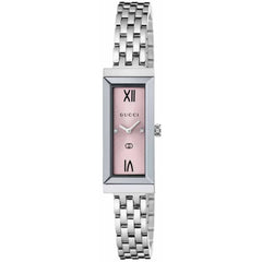 Gucci Women's Watch - G-Frame Quartz Pink Dial Silver Tone Steel Bracelet | YA127516