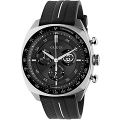 Gucci Men's Watch - Interlocking Chronograph Black and White Rubber Strap | YA142320