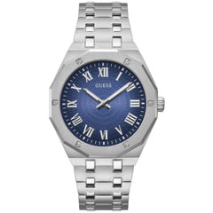 Guess Men's Watch - Asset Quartz Blue Dial Silver Tone Steel Bracelet | GW0575G4