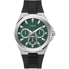 Guess Men's Watch - Dashboard Quartz Silver Case Green Dial Black Strap | GW0799G3