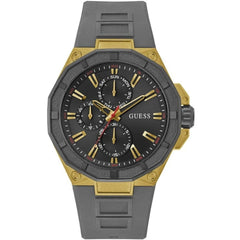 Guess Men's Watch - R2 Quartz Day-Date Black Dial Grey Silicone Strap | GW0803G1