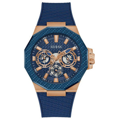 Guess Men's Watch - Indy Quartz Blue and Rose Gold Case Silicone Strap | GW0853G3