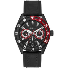Guess Men's Watch - Letterman Quartz Chronograph Black Dial Silicone Strap | GW0903G2