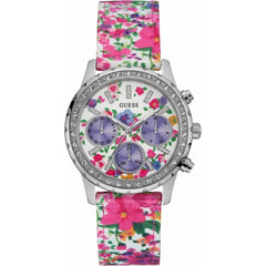 Guess Women's Watch - Melody Quartz Floral Dial Multicolor Nylon Strap | W0903L1