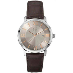 Guess Men's Watch - Slim Class Quartz Grey Dial Brown Leather Strap | X60016G1S