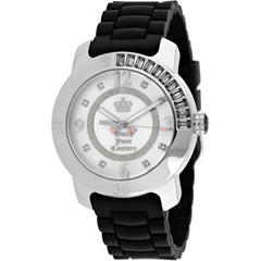 Juicy Couture Women's Watch - BFF Crystal Silver Dial Black Rubber Strap | 1900546