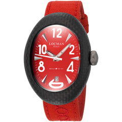 Locman Women's Watch - Nuovo Carbonio Quartz Red Dial Black Case Strap | 103RDCRBQ