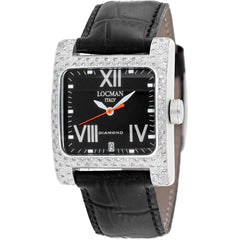 Locman Women's Watch - Classic Quartz Diamond Black Dial Leather Strap | 431BK2D/BK LE