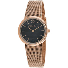 Mathey Tissot Women's Watch - Milly Black MOP Dial Rose Gold Mesh Bracelet | D403PN